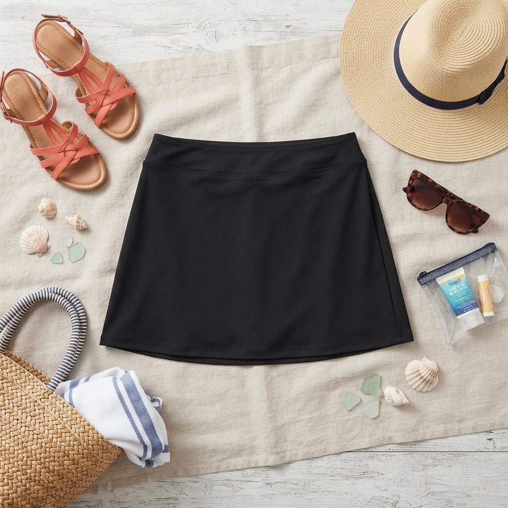 Lands End Womens Black Swim Skirt Bottom with Attached Brief Size 10L